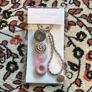 LANEIGE Pink and Silver Charm Key Holder